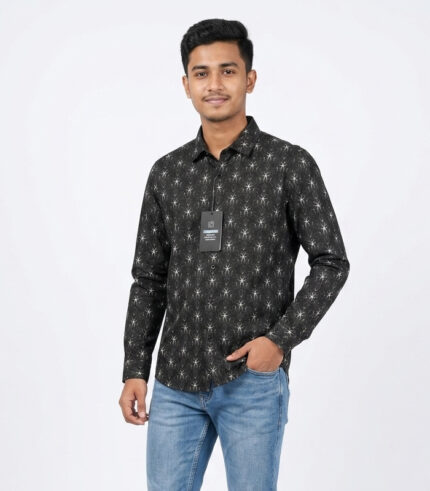 Men's Black Star Pattern Casual Shirt