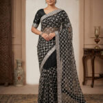 Premium Black Stone Work Designer Saree