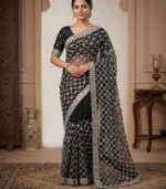 Premium Black Stone Work Designer Saree