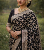 Premium Black Stone Work Designer Saree