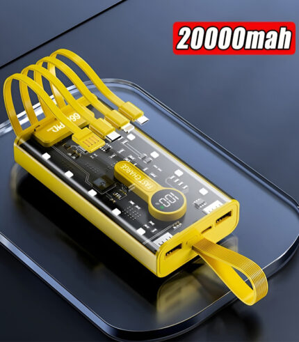 Transparent 66W High-Speed Power Bank – 20000mAh, PD 22W
