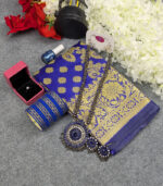 Premium Silk Katan Saree Combo Set - Blue