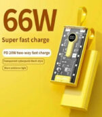 Transparent 66W High-Speed Power Bank – 20000mAh, PD 22W